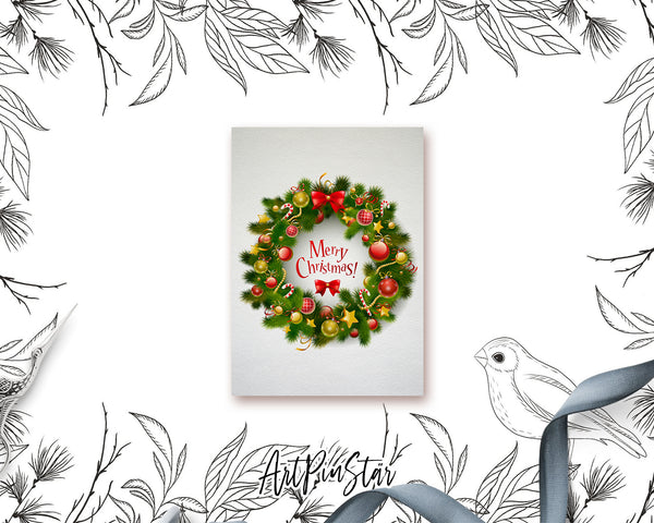 Christmas Wreath Personalized Holiday Greeting Card Gifts