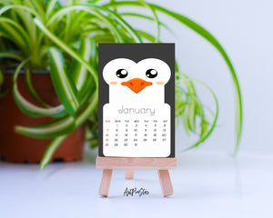 2024 Desk Calendar Cute Animal Characters Customizable Wooden Mini Easel Stand Art Display Holder