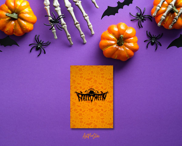 Halloween Pumpkin and Skull & Spider Custom Holiday Greeting Card