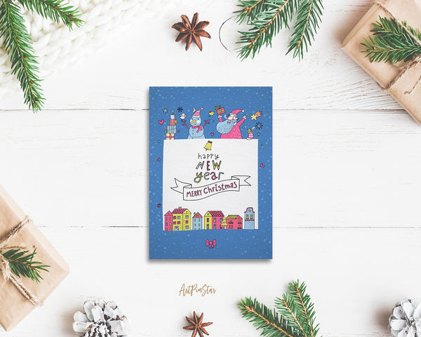 Happy New Year & Merry Christmas Personalized Holiday Greeting Card Gifts