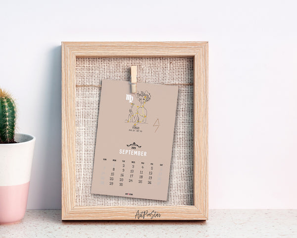 2025 Desk Calendar Astrology Line Wooden Mini Easel Stand Holder