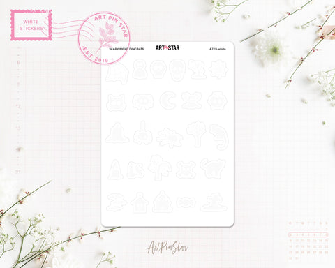 Scary Night Dingbats White Stickers