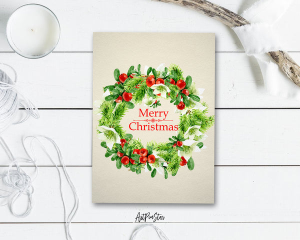 Christmas Wreath Personalized Holiday Greeting Card Gifts