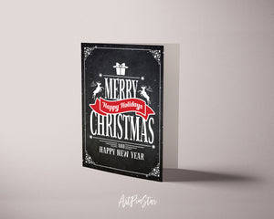 Merry Christmas and Happy New Year Personalized Holiday Greeting Card Gifts