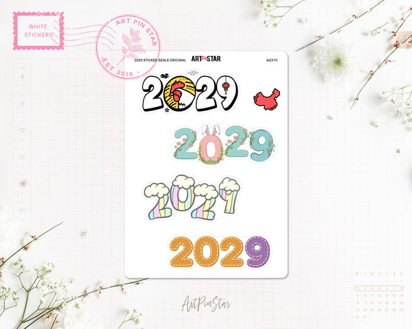 2026 - 2029 Sticker Seals White Stickers