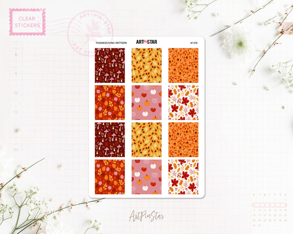 Thanksgiving Mini Fullbox Pattern Clear Stickers