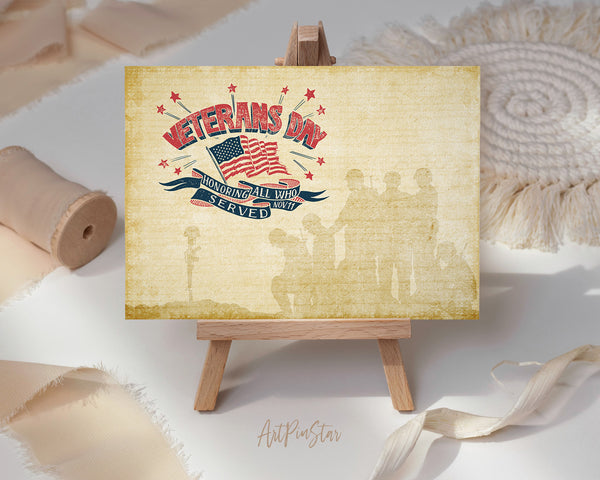 Honoring all who served Retro Style Veterans Day Holiday Greeting Cards