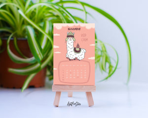 2025 Desk Calendar Alpaca Llama Scandinavian Sheep Animal Wooden Mini Easel Stand Holder