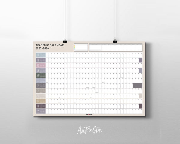 2025-26 Academic Schedule Customizable Yearly Wall Calendar