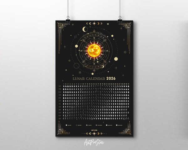 2026 Moon & Astrology Lunar Phase Cycle Customizable Yearly Wall Calendar