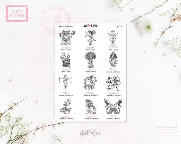 Zodiac Signs Clear Stickers