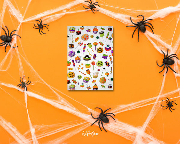 Halloween Sweets Spooky Dessert Pattern Custom Holiday Greeting Card