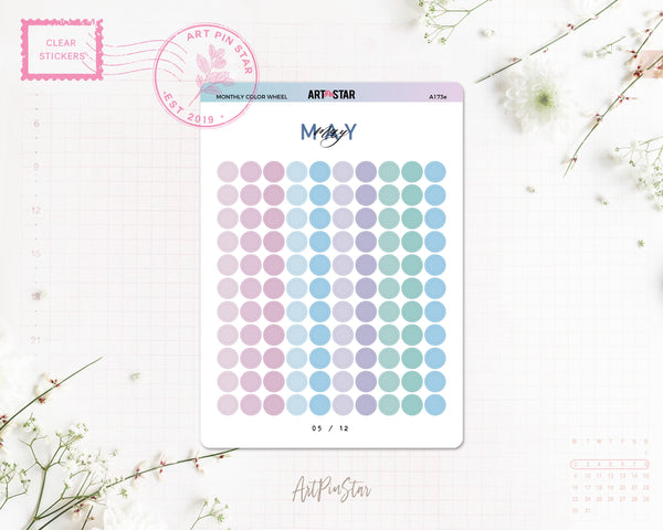 Monthly Color Wheel Clear Stickers