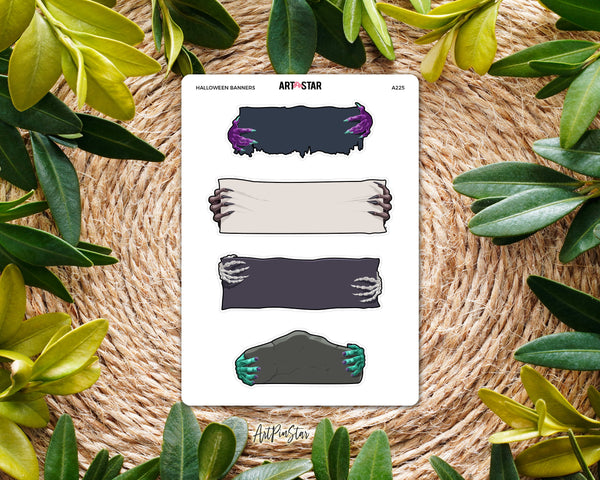 Halloween Banners White Stickers