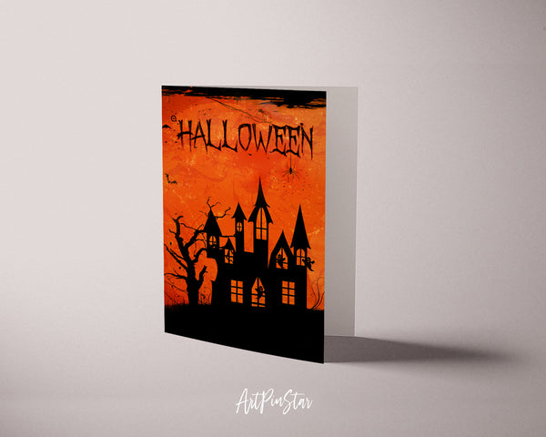 Halloween Bat Witch Ghost Custom Holiday Greeting Card