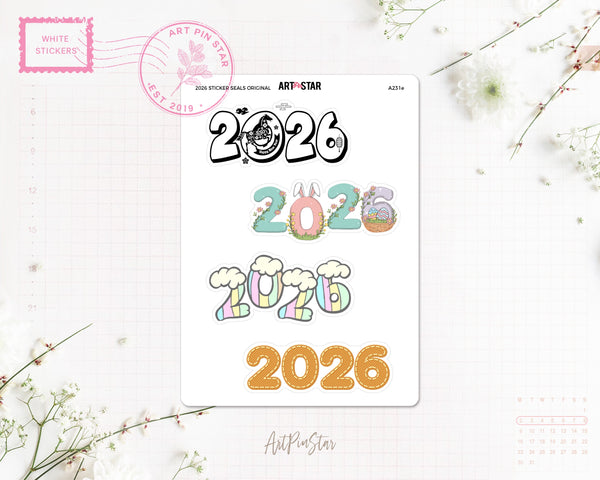 2026 - 2029 Sticker Seals White Stickers