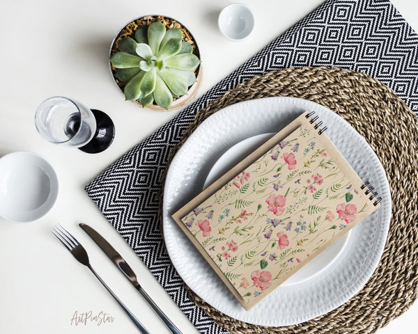 Wildflowers Pink Poppy Delphinium Green Leaves and Plants Spring Flower Personalized Vellum Dashboard, Pocket, 3.19" x 4.72"