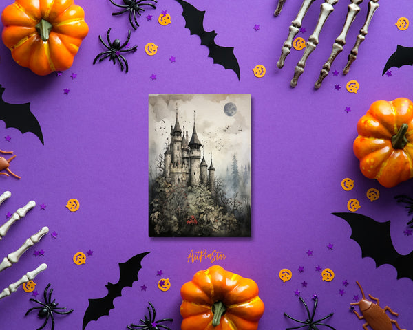 Vintage Halloween Castle Custom Holiday Greeting Card