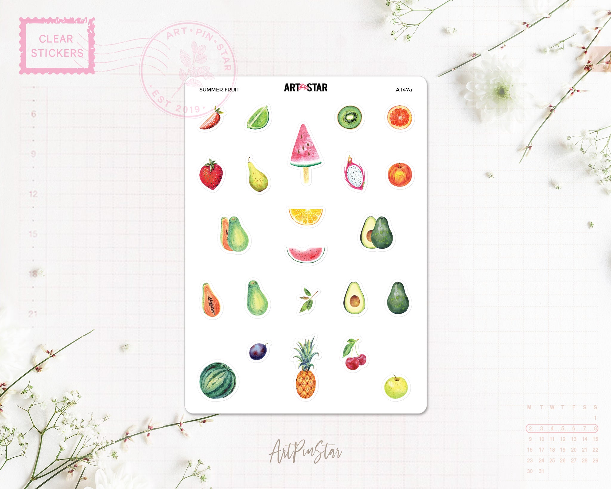 Summer Fruits Clear Stickers