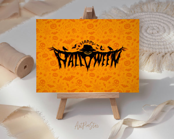 Halloween Pumpkin and Skull & Spider Custom Holiday Greeting Card