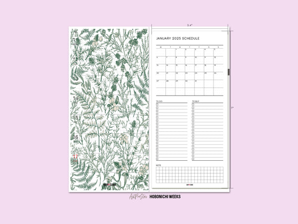 Botanical Coniferous Branches, Plants and Berries Personalized Vellum Dashboard