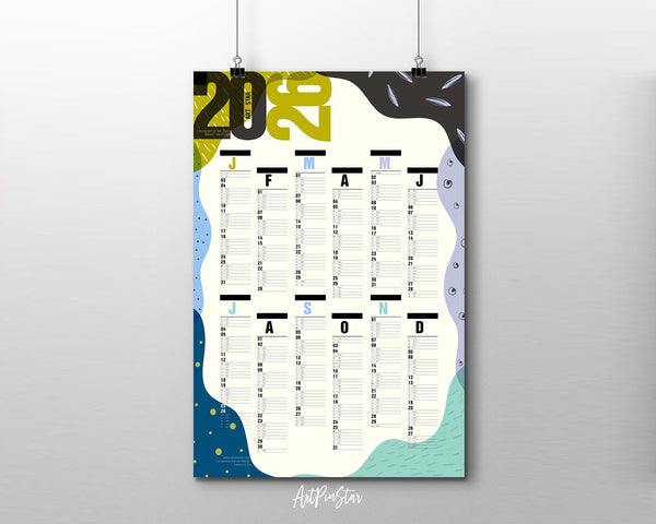 2026 Abstract Artistic Customizable Yearly Wall Calendar