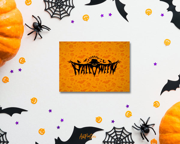 Halloween Pumpkin and Skull & Spider Custom Holiday Greeting Card