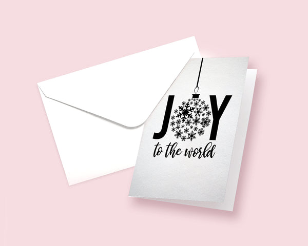 Joy to the world Black & White Personalized Holiday Greeting Card Gifts