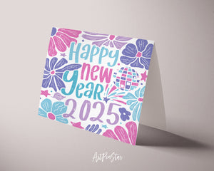 Boho Happy New Year 2025 Amazing Customized Greeting Card