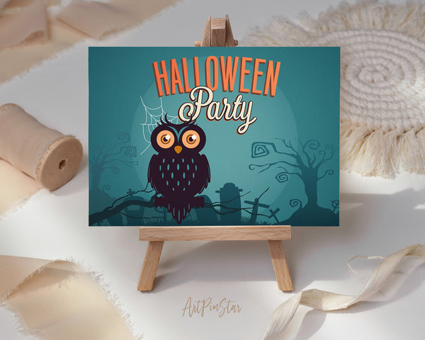 Halloween Party Owl Custom Holiday Greeting Card