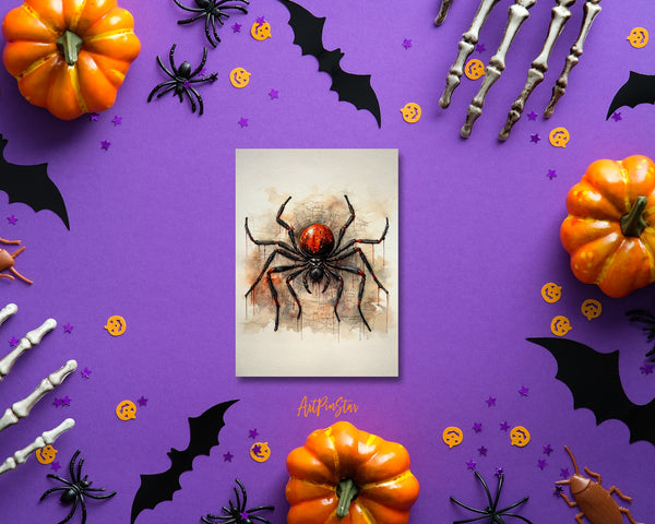 Vintage Halloween Spider Web Custom Holiday Greeting Card