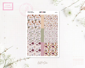 Floral Pattern Mini Fullbox Clear Stickers