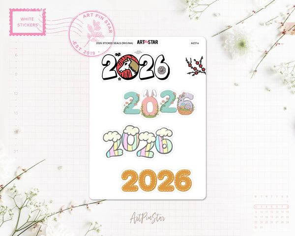 2026 - 2029 Sticker Seals White Stickers