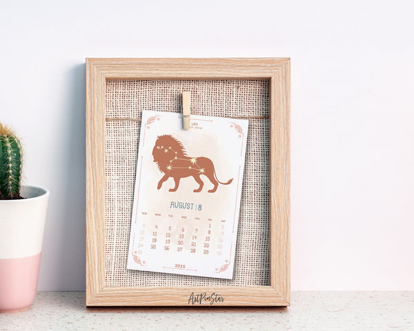 2025 Desk Calendar Astrology Color Wooden Mini Easel Stand Holder