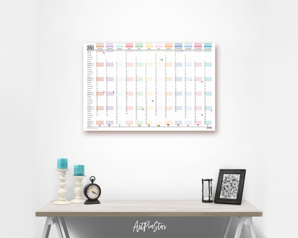 2025 Pastel Customizable Yearly Wall Calendar