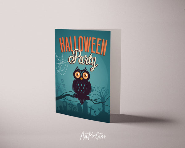 Halloween Party Owl Custom Holiday Greeting Card