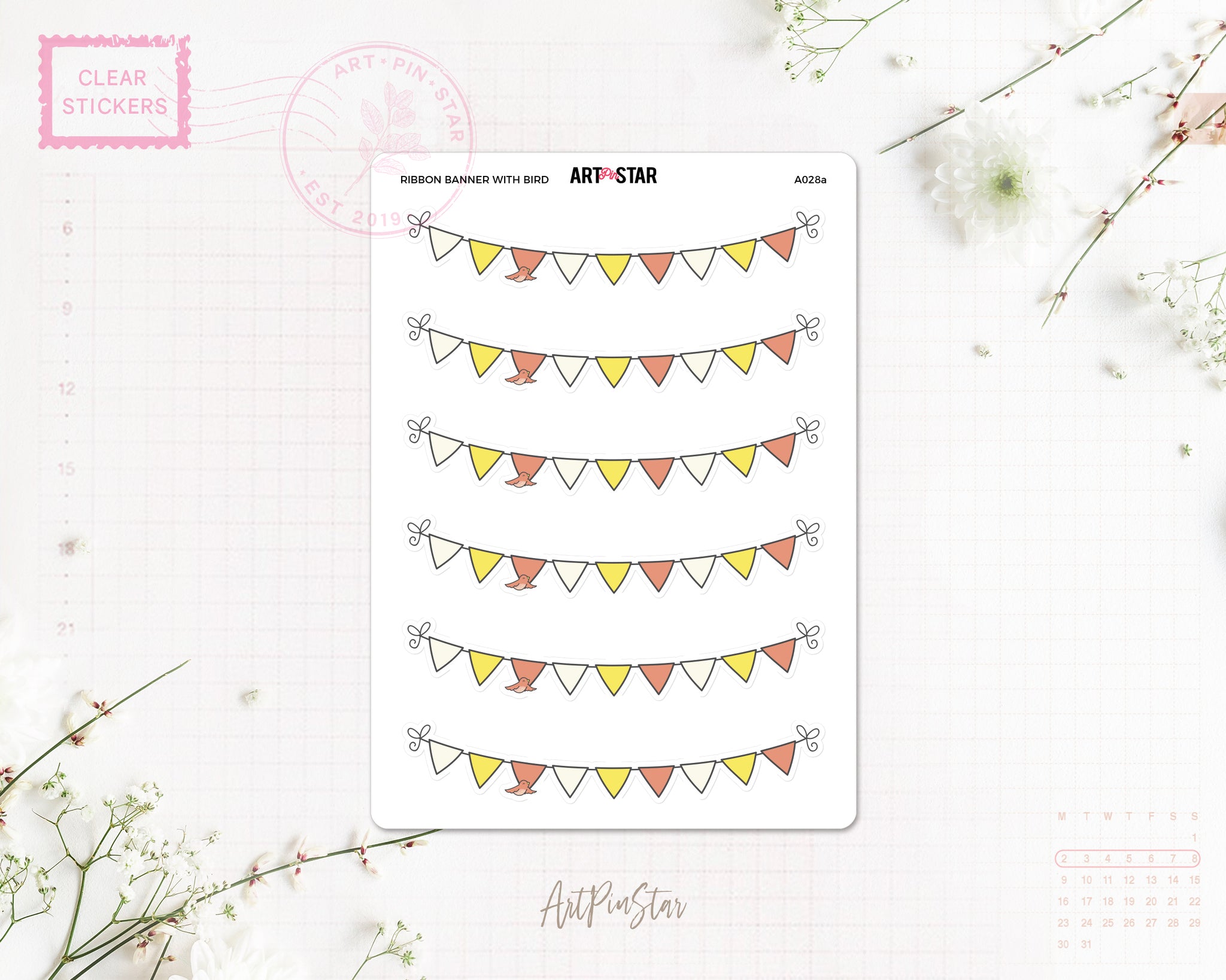 A028a | Ribbon Banner, Birds