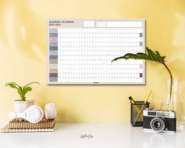 2025-26 Academic Schedule Customizable Yearly Wall Calendar