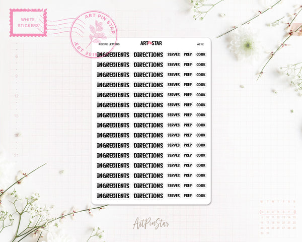 Recipe Letters White Stickers