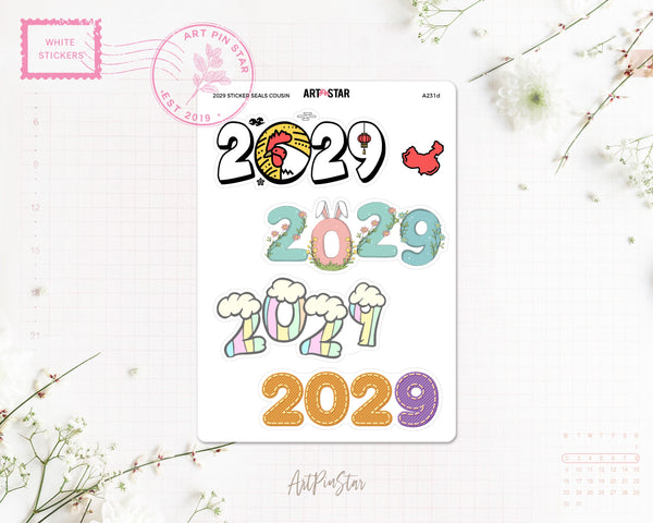 2026 - 2029 Sticker Seals White Stickers