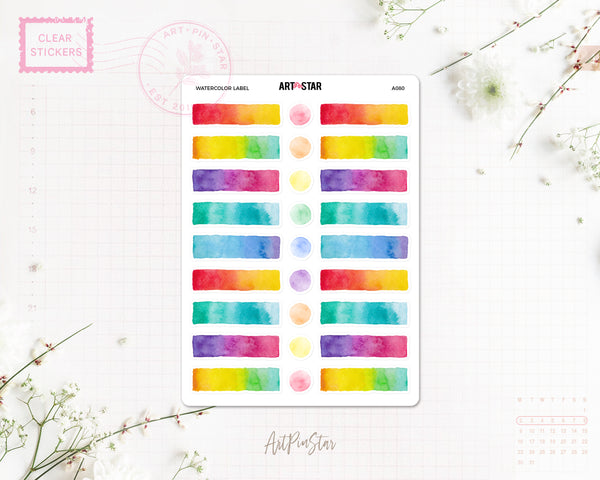 Watercolor Label Clear Stickers