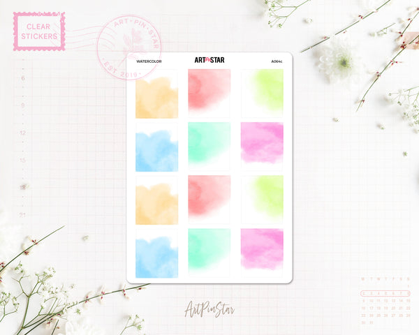 Watercolor Background Mini Fullbox Clear Stickers