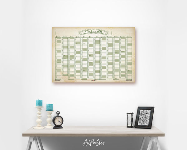 2026 Vintage Customizable Yearly Wall Calendar