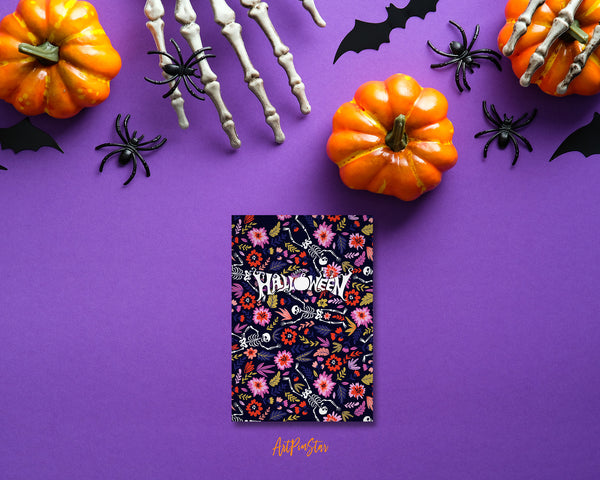 Halloween Dancing Skeletons Custom Holiday Greeting Card