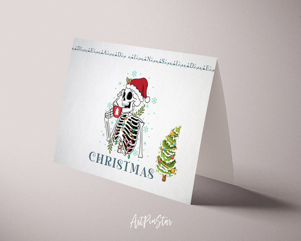 Christmas Skeleton Coffee Personalized Holiday Greeting Card Gifts