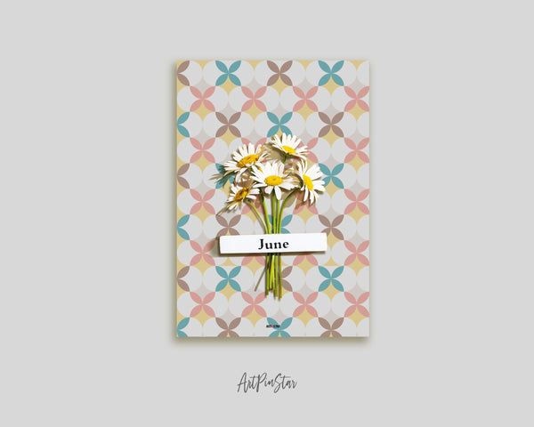 Abstract Retro Geometric Flower Personalized Vellum Dashboard, Pocket, 3.19" x 4.72"