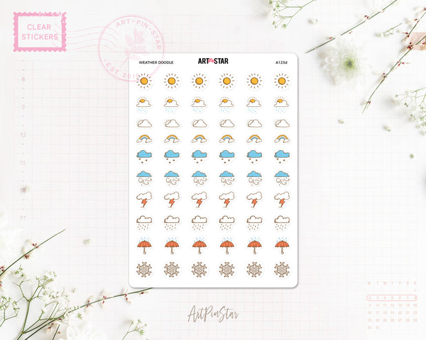 Weather Doodle Clear Stickers