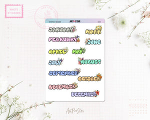 Monthly Header A5 White Stickers