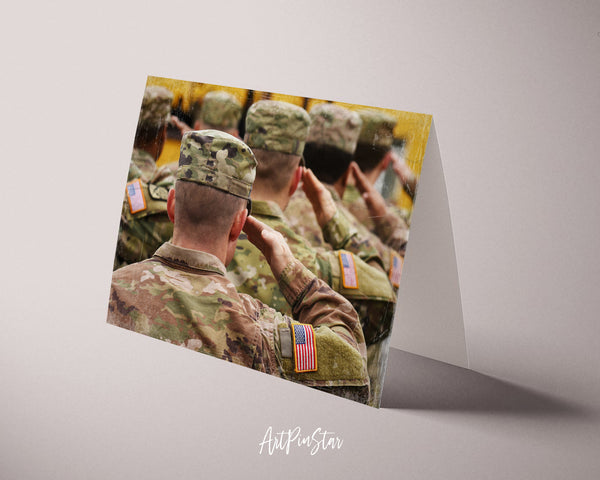 American Soldiers Salute US Army Forces Military USA Veterans Day Veterans Day Holiday Greeting Cards
