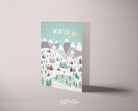 Seasonal Trees Winter Customizable Season Greeting Cards